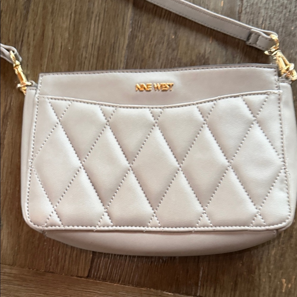 Nine West Cream Quilted Crossbody with Gold Accents